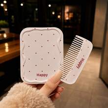 Polka Dot Folding Mirror, Minimalist Anti-Drop Handheld Portable Makeup Mirror, Compact Office Desktop Vanity Mirror - Multicolor - View 12