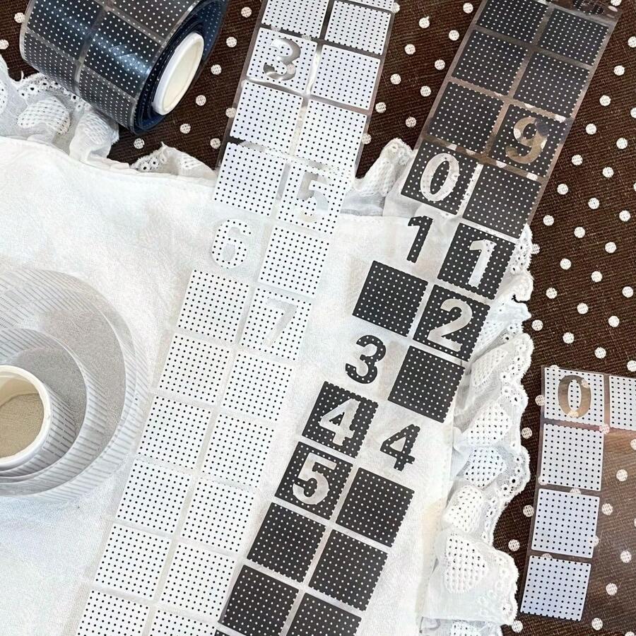 Koreanischer Stil Polka Dot Nummer Etiketten Aufkleber Rolle, Hochästhetischer INS Stil Memo Aufkleber, Sammelalbum DIY Dekorationsmaterial Aufkleber - Punktierte Zahlenaufkleber - Übersicht 1