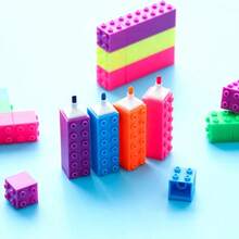 Building Block Shaped Fluorescent Highlighter Pen, Cartoon Fluorescent Marker, Handheld Pen, Creative Shaped Fluorescent Pen, First Day Of School - Multicolor - View 7
