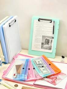 Writing Board/Folder With Storage Function, With A6 Storage Bag, Can Store Cash, Multi-Functional Writing Board, School And Office Supplies, Writing Board With Storage Function, Document Digital Electronic Product Storage Box, Home Financial Classification Ledger, Savings Folder, Suitable For Home, School, Dormitory, Office, Gift For Friends, Family, Classmates, Boys, Girls, Teachers, Back To School Season, Graduation Season - Multicolor - View 2