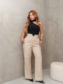 YING ZI Marrant Fermer Mode Tailored Dress Pants - 米色 - 查看 1