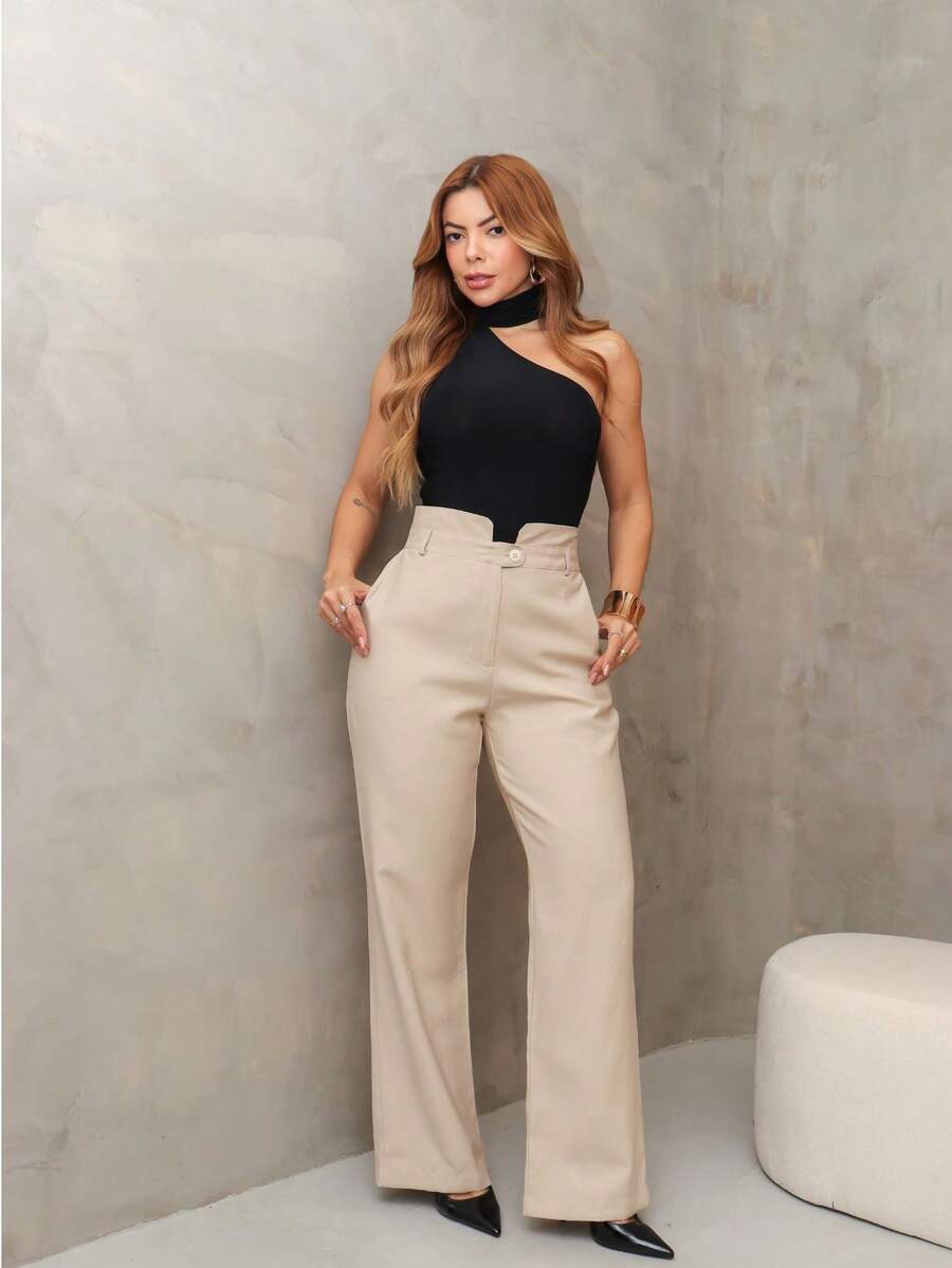 YING ZI Marrant Fermer Mode Tailored Dress Pants - 米色 - 查看 1