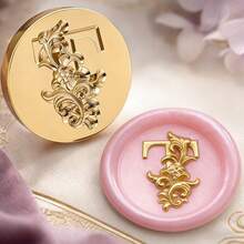 Letter A~Z 3D Embossed Iris Flower Wreath Wax Seal Stamp Head (Handle Not Included, Handle Sold Separately), Initial Wax Seal Stamp Head, Thickened Brass Stamp Head - Single Piece - View 14