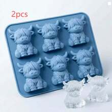 1pc 6-Cavity Highland Cow Silicone Ice Cube Mold, Soft And Easy To Demold, Can Make Ice Cubes And Chocolate, Suitable For Various Drinks, Perfect For Parties, Camping, Exquisite Room Decor, Practical Holiday Gift - Multicolor - View 10