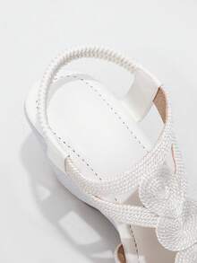 Women's Elegant White Braided Wedge Sandals, Open Toe Braided Elastic Back Strap Design, Suitable For Weddings, Parties, Commuting, Office, Summer Daily Wear - White - View 9