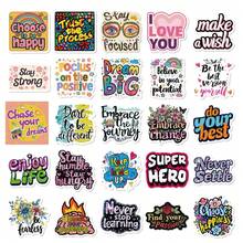 50/100Pcs Positive Inspirational Stickers, Quote Waterproof Stickers Motivational Self Affirmation Floral Text Decals For Journal Notebook Water Bottle Laptop Luggage Scrapbook, Back To School - A - View 6