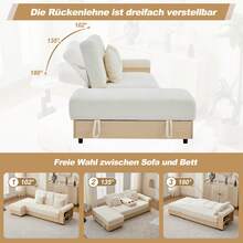 Wohnlandschaft Sofa mit Stauraum – 217 cm Stoffsofa mit verstellbarer Rückenlehne, Schubladen & Hocker, Chenille-Bezug, MDF-Rahmen, Beige - Beige - Übersicht 10