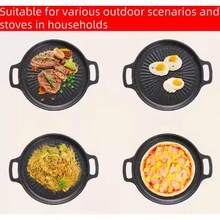 Sartén de parrilla de hierro fundido para exteriores, perfecta para camping familiar y parrillas en el patio. Antiadherente, duradera, sartén grande. Ideal para fiestas y cocina todo en uno de carnes y verduras. - Ver 8