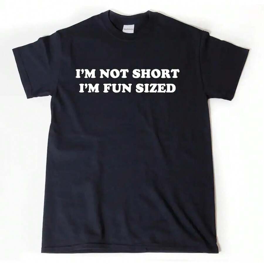 I'm Not Short, I'm Fun-Sized, Unisex Crew Neck T-Shirt, Short-Sleeved T-Shirt - 白色 - 查看 1