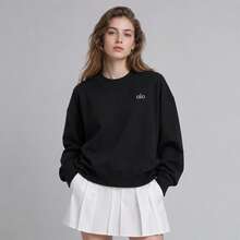 Alo Yoga Alo Accolade Black Crew Neck Pullover - 黑色 - 查看 1