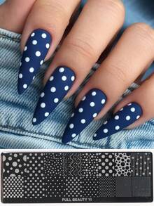 1 pieza Placas de estampado de uñas 3D Y2K con puntos de lunares, plantillas de lunares de moda para uñas, moldes de impresión de manicura con puntos de estilo francés de múltiples formas, herramientas para uñas - Plateado - Ver 3