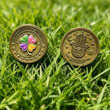 1pc Gold Lucky 777 & 888 Coin Set, Four-Leaf Clover, Horseshoe & Elephant Auspicious Symbols, Collectible Wealth-Attracting & Prosperity Gift - one-size - View 4