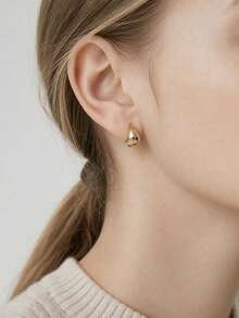 1 Pair S925 Sterling Silver Geometric Smooth Curved Luxury Earrings For Women, Suitable For Daily Wear - Curved Earrings - View 5