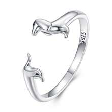 WOSTU 1pc Cute Animal Theme 925 Sterling Silver Multi-Tone Open Band Ring Dolphin Fox Hug Hand Design Jewelry For Women Party Anniversary Gift - Adjustable - View 16
