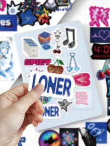 50pcs Y2K Futuristic Stickers-Cyberpunk & Retro Tech-Perfect For Skateboards, Suitcases, Water Bottles, Planners, Phone Cases, And Gift Decorations-Back To School - Multicolor - View 8