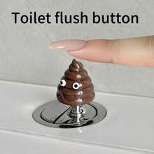 1/2pcs Set Of Creative, Cute, Funny Poop Expression Toilet Presser - Bathroom Toilet Tank Button Auxiliary Tool Toilet Sticker - Long Nail Manicure Protection - Bathroom Toilet Additions Decoration - Multicolor - View 11