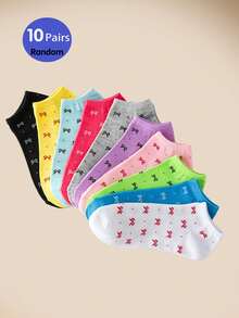 20 Pairs Women's Short Socks, Soft & Comfortable, Casual Versatile, Student Short Socks, Suitable For Valentine's Day Gift Or Outfit, Random Colors - Multicolor - View 10