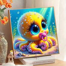 1PC | 5D DIY Diamond Painting | Cute Pacifier Octopus Pattern Diamond Painting Kit, Round Full Drill Mosaic Craft Set, High Definition Art Diamond Painting, Focus And Relax Through DIY, Suitable For Living Room, Bedroom, Office Wall Decoration, Surprise Holiday Home Decor Gift For Family And Friends, Unframed - round diamond - View 4