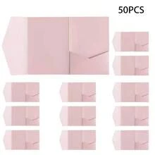 2026F00041319 25/50pcs Tri-Fold Pocket Wedding Invitation Covers, Engagement 15th Anniversary Birthday Baptism Simple Invitation Envelopes, DIY Invitations, 5*7 Inch Pocket Invitations, Customized Invitations, Wedding Cards, Invitation Cards - one-size - View 14