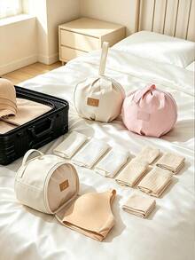 1pc Honey Girl Style Bra Storage Bag, Lightweight And Portable, Multi-Compartment Design, Efficient Storage For Bras And Underwear, Handheld Or Hanging, Suitable For Travel And Home Storage, Beige, Zipper Closure, Bra Storage Bag, Travel Essential,Bedroom Room Decor,Back To School - View 3