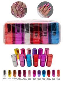 12-Piece Water-Based Quick-Dry Long-Wear Nail Polish Set, 16ml, Easy To Use, Suitable For Beginners, Professional Or Home Use - 鏡子 - 查看 1