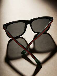 Stylish Gucci Square Fashion Glasses Wooden Frames Soft Nose Pads Lightweight For Sports Travel Daily Use - Black - View 6