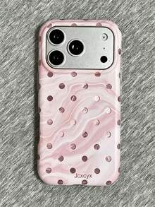 時尚極簡大理石波點圖案手機殼，適用於 iPhone 17 Pro Max 17 Pro 17 16 Pro Max 15 14 13 12 Pro Max，鏡頭保護後蓋 - 粉色 - 查看 22