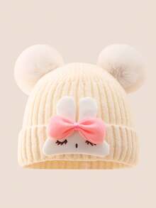 1pc Cute Rabbit Design Kids Hat, Baby & Toddler Knit Beanie For Boys And Girls, Warm Winter Outdoor Cap - Multicolor - View 14