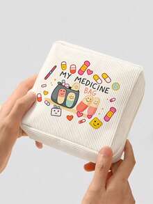 「Medicine」圖案印花便攜收納袋 藥盒急救包 化妝包零錢包，適合日常使用/戶外/旅行，方便收納、化妝品、手機等小物品，旅行必備，聖誕禮物，個性化禮品袋，教師節禮物，小禮物交換，房間裝飾 - 彩色 - 查看 4