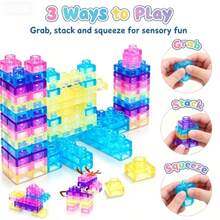 60 piezas - Nee - Bloques de construcción de silicona suave y sensorial - Bloques de construcción realistas para apilar y ensamblar - Juguete interactivo familiar pequeño - Regalo sorpresa para amigos - Multicolor - Ver 12