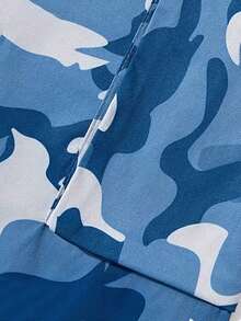 Hidkat Men's Autumn Camouflage Cargo Pants With Contrast Color, Multiple Pockets, Elastic Waist, Drawstring Adjustable Hem, Streetwear Sports Outdoor - Blue - View 6