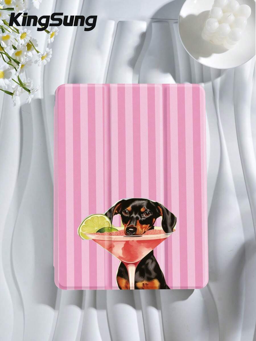 Kingsung Tablet dengan Motif Anjing Bergaris, Cocok untuk iPad Air 8 (Model M4), 2026 11-Inch/13-Inch, 9.7/10.2/10.5/10.9/12.9-Inch, Pro 11-Inch, Generasi ke-10, Galaxy Tab S6 Lite 10.4-Inch, Kindle Paperwhite 2024 Generasi ke-12, Kindle 2022 Generasi ke-11. Dilengkapi dengan Stand Cerdas, Fungsi Tahan Guncangan, serta Fungsi Bangun dan Tidur Otomatis.