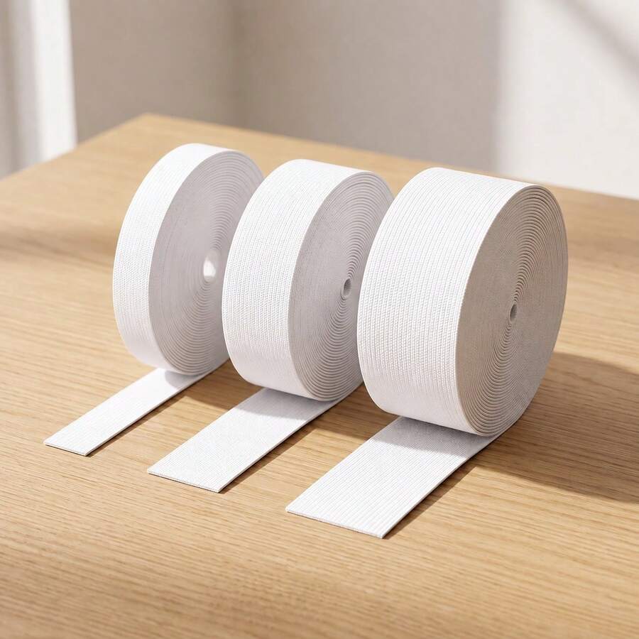 Uiewefy 3 Rolls Elastic Band For Sewing, Width 1 Inch, 1.5 Inch, 2 Inch, Length 5.5 Yards/Roll, Suitable For Waistbands, Pants, Dresses, Clothing And DIY Crafts - 1 Inch, 1.5 Inch, 2 Inch - View 1