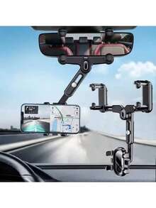 Car Rearview Mirror Reversing Mirror Bracket Navigation Retractable Multi-Functional Car Phone Holder 1 Set - A - View 10