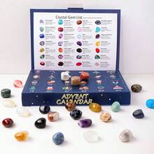 24-Day Christmas Countdown Advent Calendar With 24 Natural Raw Crystal Gemstones, Rock Mineral Specimen Assortment, DIY Collectible Educational Scienc - Christmas Countdown Box - View 11