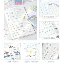 48pcs (24 Designs) Macaron PET Washi Index Sticky Notes, Multi-Line Frame Classification Marker Stickers, INS Stationery, Student Planner, Book Divider, Office Index Tabs - Multicolor - View 6