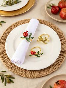 2/4/6 buah Cincin Serbet Motif Delima, Cocok untuk Dekorasi Meja Pesta Pernikahan, Pesta Liburan, Hari Valentine, Hari Thanksgiving, dan Hari Ibu. - MultiWarna - View 1