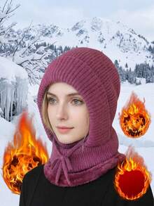 Winter Warm Fleece Face Mask Hat - Elastic Drawstring Design, Lightweight & Warm, Suitable For Cycling, Skiing And Other Outdoor Sports, All-In-One Windproof Ear Protection, Essential Gear For Autumn/Winter - Multicolor - View 2