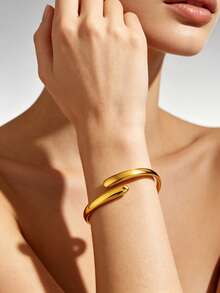 2pcs Minimalist Fashion Elegant Style Asymmetrical Geometric Stainless Steel Women's Jewelry Set Suitable For Daily Wear/Party/Evening/Commute/Holiday Gift - Yellow Gold - View 7