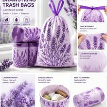 Bolsas de basura con cordón de lavanda, aroma a artemisa & lima, reforzadas, tamaño grande, rollo de cocina, bolsas de plástico impresas - A - Ver 6