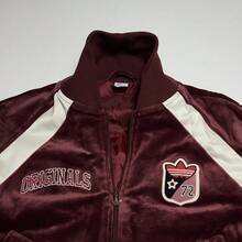 Adidas Women's Loose Baseball Collar Jacket Coat, Warm And Windproof, Autumn/Winter, HY4180 - Red - View 2