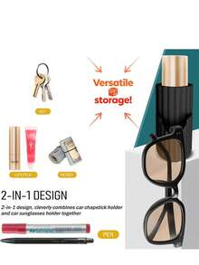 2-In-1 Car Lip Balm Holder – Stylish Silicone Organizer For Glasses And Lip Balm, Vertical Cup Holder Tray, Portable Car Accessory And Interior Decor - A - View 1