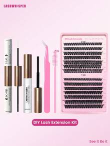 Wispy Cluster Eyelashes 600pcs DIY Single Cluster Lash Extensions, Natural Look D Curl 9-16mm, Ultra Lightweight Soft Base Band, Reusable 30D/40D/50D/60D/80D/100D - Multicolor - View 18