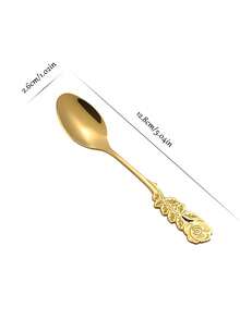 Customized 1pc Rose Handle Stainless Steel Spoon And Fork, Suitable For Personalized Dessert Tableware With Engraved Names, Elegant Flower Shaped Tableware, Suitable For Matching Wedding Gifts, Party Gifts, Coffee And Desserts. - Color - View 9