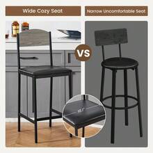 Outop Bar Table & Stools Set Of 3 – 2 PU Leather Upholstered Chairs With Footrest & Backrest, Sturdy Metal Frame Table – Compact Dining Set For Kitchen, Dining Room, Apartment - Gray-4-pack Bar Chairs - View 3