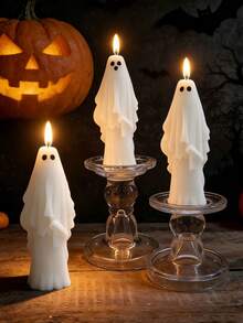 Halloween Ghost Decorative Candles, Cute Gothic Style Taper Candles, Suitable For Fireplace Mantel, Dining Table Centerpiece, Farmhouse Style, Room, Home, Halloween Party, Gothic Interior Decor Gift - Ghost Candle - View 4