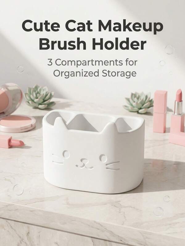 1pc Makeup Brush Holder, Eyeliner & Eyebrow Pencil Storage Box, Vanity Decor, Premium Crystal Makeup Brush Organizer, Nail Art Tool Brush Storage Bucket, Cosmetic Brush Holder, Multi-Functional Nail Brush Pen Holder