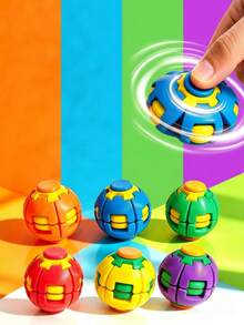 Best-Selling 3D Printed Deformable Press & Rotate Fidget Ball, Multi-Color Rotating Stress Relief Accessory For Teens, Portable Handheld Anxiety Relief Toy, Popular Finger Decoration, Suitable As Holiday Birthday Gift For Teens - Multicolor - View 4
