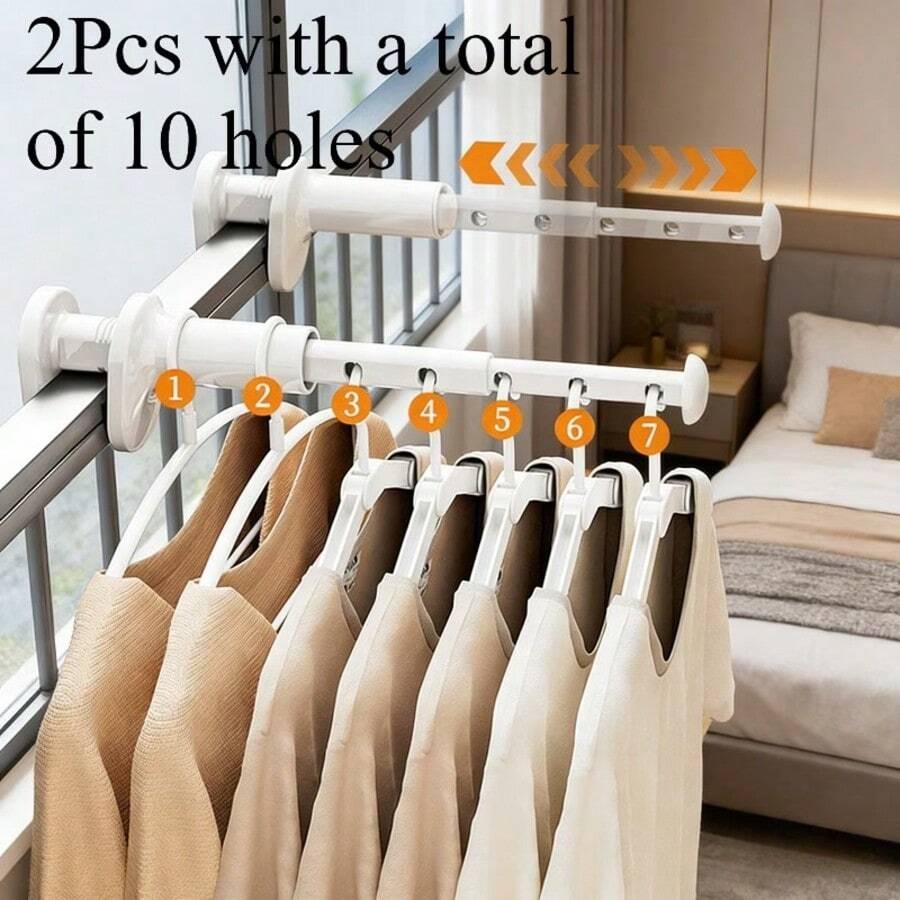 Foldable Travel Drying Rack With 5 Holes And Rotating Clips, Space-Saving Adjustable Clothes Airer For Home, Dorm, Bathroom
