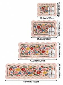 1件裝花卉造型長條地毯，廚房墊，適用於浴室、廚房、戶外、走廊、臥室、客廳的長條地墊，可機洗地毯配件，易清潔玄關墊，防滑臥室裝飾地毯 - 彩色 - 查看 2
